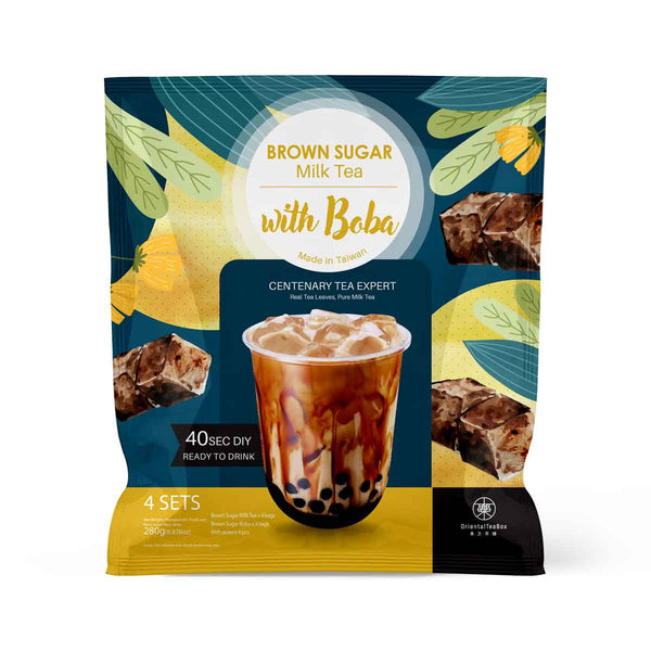 New Brown Sugar Milk Tea with Boba Tapioca (4 Packs)