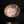 Load image into Gallery viewer, A ceramic bowl with a warm brown exterior, decorated with gold circular accents on the side and a white interior featuring a red and orange floral pattern, set against a solid black background.
