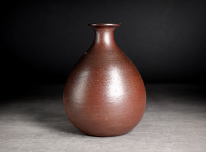 Brown ceramic vase on a dark background