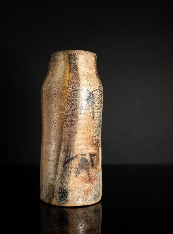 A Salt Glazed Flower Vase object on a black background