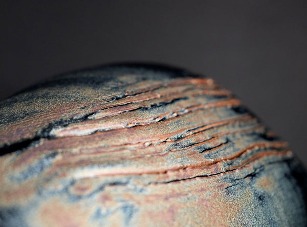 Close-up of a textured surface with concentric circular patterns