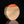 將圖片載入到圖庫檢視器中， A polished natural stone sculpture with a hagi ensai flattened vase, disc-like shape, featuring a color gradient from warm orange-red at the top to light beige and cream at the bottom, displayed on a reflective black surface against a solid black background
