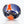 Load image into Gallery viewer, A handcrafted glass bowl with a deep blue exterior, featuring an orange and white abstract pattern on the interior and a textured, bubble-like rim, set against a clean white background with a soft reflection.
