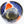 Load image into Gallery viewer, A handmade ceramic bowl with a textured, organic shape, featuring a glossy blue interior with gold leaf speckles, a white mountain motif, and a bright orange accent, set against a plain white background.

