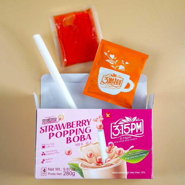 3:15PM (3點1刻) Strawberry Popping Boba Milk Tea(4 sets)